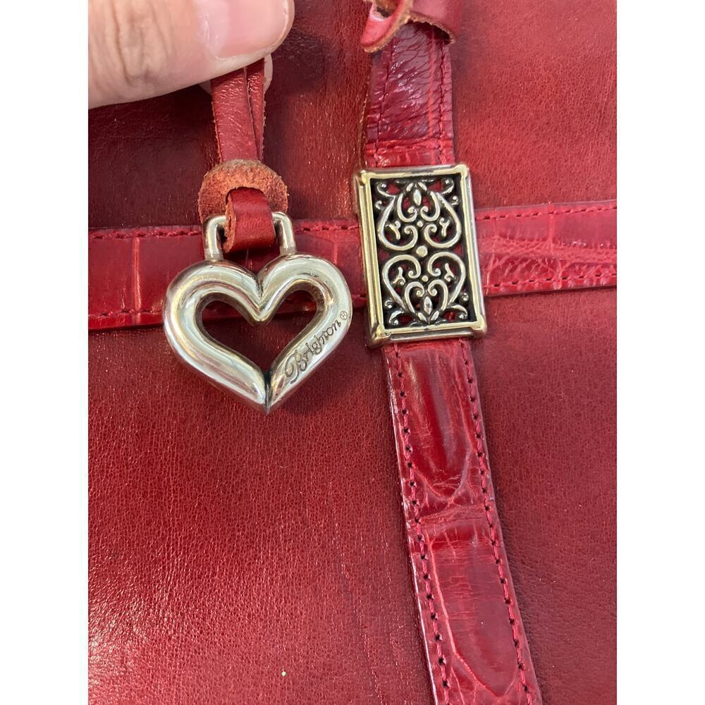 BRIGHTON SMALL RED SMOOTH LEATHER ANIMAL PRINT SHOULDR BAG - Picture 16 of 16